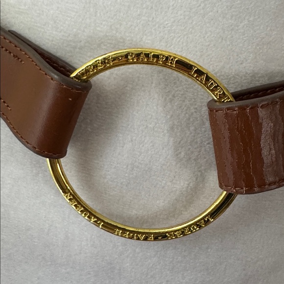 Lauren Ralph Lauren brown leather belt with an ornate gold-tone O-ring buckle - Picture 2 of 7